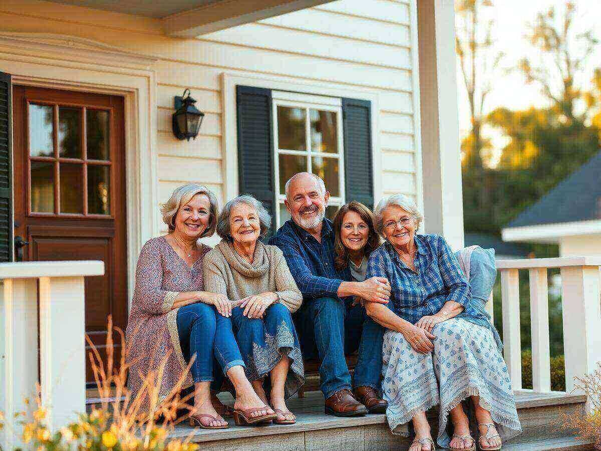 A multi-generational Massachusetts family on their front porch